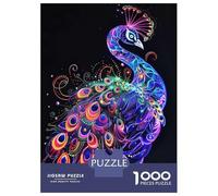 Jigsaw Puzzles 1000 Pieces for Adults Neon Peacock Art Jigsaw for Adults Relaxing Games Difficult Challenge for Birthday, Chrismas 38x26cm/1000pcs