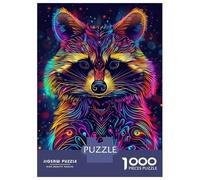 Jigsaw Puzzles 1000 Pieces for Adults Neon Raccoon Art Jigsaw for Adults Relaxing Games Difficult Challenge for Birthday, Chrismas 52x38cm/1000pcs
