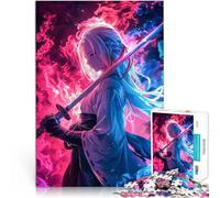 Jigsaw Puzzles 1000 Pieces for Adults neon samurai anime girl Präzisionsschnitt Geschenke für Freunde und Familie38x26cm
