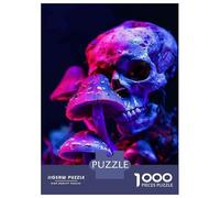 Jigsaw Puzzles 1000 Pieces for Adults Neon Skull Mushroom Art Print Jigsaws for Adults Relax Games Improve Memory Stress Reduction Gifts 52x38cm/1000pcs