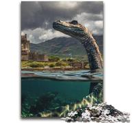 Jigsaw Puzzles 1000 Pieces for Adults Nessie at Eilean Donan Wall Decoration for Educational Game Gifts for Women Men 38x52cm