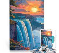 Jigsaw Puzzles 1000 Pieces for Adults Niagara Falls Sunset Stressabbau-Spielzeug Wunschliste mit dem Weihnachtsmann52x38cm