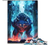 Jigsaw Puzzles 1000 Pieces for Adults Night City Wolf Made of Wood, Unique DIY Home Decor Gift Idea 50x75cm Brain Teaser Game for Teenagers, Perfect