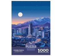 Jigsaw Puzzles 1000 Pieces for Adults Night Cityscape with Mountains And Moon Puzzle for Adults Hands-on Game Improve Memory Deal As Gifts for The Whole Family 38x26cm/1000pcs