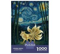Jigsaw Puzzles 1000 Pieces for Adults Nine-tailed Fox in Starry Night Puzzles for Adults Fun Games Improve Memory Deal As Gifts for The Whole Family 38x26cm/1000pcs