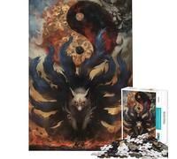 Jigsaw Puzzles 1000 Pieces for Adults Nine-Tailed Fox Yin Yang Family Games Brain Intelligence Challenge Addictive Toys Great Gifts For Family Fun (size 38x52cm)