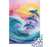 Jigsaw Puzzles 1000 Pieces for Adults Ocean Wave Dolphins Sunset Adult Puzzles Relaxing Games Difficult Hard Deal As Gifts for The Whole Family 70x50cm/1000pcs