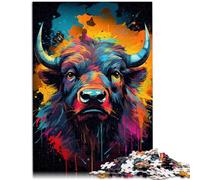 Jigsaw Puzzles 1000 Pieces for Adults of a Buffalo Ink Painting Game Toys 26x38cm Enhance love between couples for 14 year olds