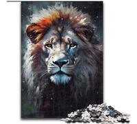 Jigsaw Puzzles 1000 Pieces for Adults Oil Paint Lion Portrait Made of Wood, Perfect DIY Art Decor Or Birthday Gift 50x75cm for Birthday Holiday Christmas