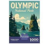 Jigsaw Puzzles 1000 Pieces for Adults Olympic National Park Vintage Poster Jigsaw for Adults Relaxing Games Difficult Challenge for Birthday, Chrismas 52x38cm/1000pcs