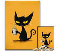 Jigsaw Puzzles 1000 Pieces for Adults Or Families Abstract Art Black Cat Wooden Jigsaw Puzzles Colorful Home Decor & Interactive Family Game, 50X75CM