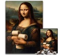 Jigsaw Puzzles 1000 Pieces for Adults Or Families Abstract Mona Lisa Wooden Puzzles for 14+ Difficult to Complete But Fun And Humorous Birthday Gift 50X75CM