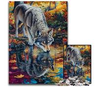 Jigsaw Puzzles 1000 Pieces for Adults Or Families Autumn Forest Wolf Wooden Puzzles Fun Games, Is Ideal As A Gift for The Whole Family for for Age 14 50X75CM