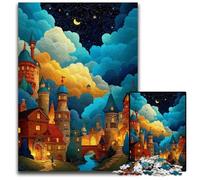 Jigsaw Puzzles 1000 Pieces for Adults Or Families City Under The Night Sky Cardboard Jigsaw Puzzles Decompressing Intellectual Educational Toy Good Gift for Adults Teenagers 26X38CM