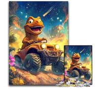 Jigsaw Puzzles 1000 Pieces for Adults Or Families Dinosaur Driving A Car Puzzle for Ages 14 And over Home Decoration Gift of Works of Art 26X38CM