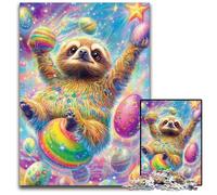Jigsaw Puzzles 1000 Pieces for Adults Or Families Donut Sloth Puzzle for Home Decoration Gifts, Family Challenging Toy Perfect for Game Nights 26X38CM