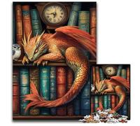 Jigsaw Puzzles 1000 Pieces for Adults Or Families Dragon on The Bookshelf Puzzle for Ages 14 And over Home Decoration Gift of Works of Art 50X75CM