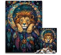 Jigsaw Puzzles 1000 Pieces for Adults Or Families Dream Catcher Lion Wooden Jigsaw Puzzles Decompressing Intellectual Educational Toy Good Gift for Adults Teenagers 50X75CM