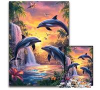 Jigsaw Puzzles 1000 Pieces for Adults Or Families Dream Dolphin Puzzle for Home Decoration Gifts, Family Challenging Toy Perfect for Game Nights 50X75CM