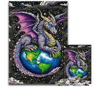 Jigsaw Puzzles 1000 Pieces for Adults Or Families Flying Dragon Standing on Earth Wooden Puzzles with Family Interactive Game, for Ages 14+ 50X75CM