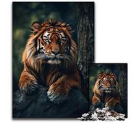 Jigsaw Puzzles 1000 Pieces for Adults Or Families Forest Tiger Wooden Jigsaw Puzzles Colorful Home Decor & Interactive Family Game, 50X75CM