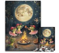 Jigsaw Puzzles 1000 Pieces for Adults Or Families Frog Bonfire Party Puzzle for Home Decoration Gifts, Family Challenging Toy Perfect for Game Nights 26X38CM