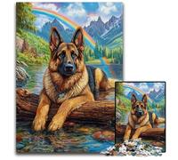 Jigsaw Puzzles 1000 Pieces for Adults Or Families German Shepherd Cardboard Puzzles Fun Games, Is Ideal As A Gift for The Whole Family for for Age 14 26X38CM