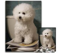 Jigsaw Puzzles 1000 Pieces for Adults Or Families Poodle on The Toilet Cardboard Jigsaw Puzzles Family Fun, Unique Birthday And Gifts for And 14 Years Old 26X38CM