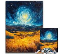 Jigsaw Puzzles 1000 Pieces for Adults Or Families Rice Fields Under The Night Sky Cardboard Puzzles Fun Games, Is Ideal As A Gift for The Whole Family for for Age 14 26X38CM