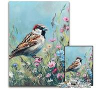 Jigsaw Puzzles 1000 Pieces for Adults Or Families Sparrow in The Grass Wooden Puzzles Educational Games DIY Toys, Birthday Present, Gifts for Age 14 50X75CM
