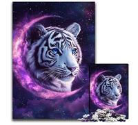 Jigsaw Puzzles 1000 Pieces for Adults Or Families Tiger on The Moon Cardboard Jigsaw Puzzles Family Fun, Unique Birthday And Gifts for And 14 Years Old 26X38CM