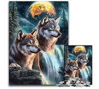 Jigsaw Puzzles 1000 Pieces for Adults Or Families Wolf Under The Moon Cardboard Jigsaw Puzzles DIY Home Decor Brain Teaser Game for Teenagers 26X38CM