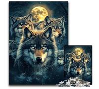 Jigsaw Puzzles 1000 Pieces for Adults Or Families Wolf Under The Moon Cardboard Jigsaw Puzzles Educational Brain Teaser, Artistic Home & Office Decor, 14+ Age 26X38CM