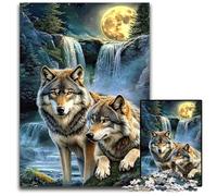 Jigsaw Puzzles 1000 Pieces for Adults Or Families Wolf Under The Moon Cardboard Jigsaw Puzzles Game Toys, Unique Home Decor And Gifts for Ages 14+ 26X38CM