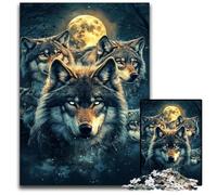 Jigsaw Puzzles 1000 Pieces for Adults Or Families Wolf Under The Moon Wooden Jigsaw Puzzles DIY Home Decor Brain Teaser Game for Teenagers 50X75CM
