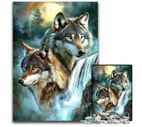 Jigsaw Puzzles 1000 Pieces for Adults Or Families Wolf Under The Moon Wooden Jigsaw Puzzles Interesting Stress Reduction, Gifts Ideas for 14+ 50X75CM
