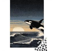 Jigsaw Puzzles 1000 Pieces for Adults Orca Whale Sunset Art Print Adult Puzzles Relaxing Games Difficult Hard Deal As Gifts for The Whole Family 70x50cm/1000pcs