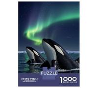 Jigsaw Puzzles 1000 Pieces for Adults Orcas Under The Aurora Borealis Puzzles for Adults DIY Toys Home Decoration Help The Brain Exercise 38x26cm/1000pcs