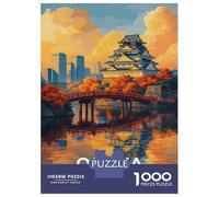Jigsaw Puzzles 1000 Pieces for Adults Osaka Castle And Bridge at Sunset Jigsaw for Adults Family Games A Work of Art Help The Brain Exercise 52x38cm/1000pcs