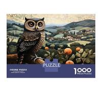 Jigsaw Puzzles 1000 Pieces for Adults Owl in Apple Orchard Wall Art Print Jigsaw Puzzle Relax Games Precision Cutting Unique Birthday And Gifts 38x26cm/1000pcs