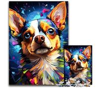 Jigsaw Puzzles 1000 Pieces for Adults Painting Colorful Chihuahua Dog Art Impossible Jigsaw Puzzles for Adults for Birthdays Holidays Best for Christmas 1000 PCS(38x26cm)