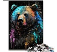 Jigsaw Puzzles 1000 Pieces for Adults Paintsplash Bear Made of Wood, Making It A Great Gift for Family Fun 50x75cm for Holidays, Birthdays, And Family Game Nights