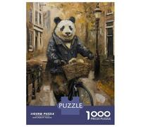Jigsaw Puzzles 1000 Pieces for Adults Panda Amsterdam Bicycle Puzzle for Adults Family Game Wall Decoration for Birthday, Chrismas 38x26cm/1000pcs
