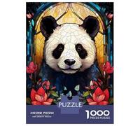 Jigsaw Puzzles 1000 Pieces for Adults Panda Bear Stained Glass Puzzle for Adults Family Game Wall Decoration for Birthday, Chrismas 70x50cm/1000pcs