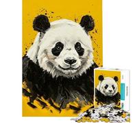 Jigsaw Puzzles 1000 Pieces for Adults Panda Portrait on Yellow Background Relaxing Games Learning Educational Toys Secret Santa Gifts Family Activities (size 38x26cm)