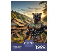 Jigsaw Puzzles 1000 Pieces for Adults Panther Warrior Village Fantasy Artwork Jigsaws for Adults Fun Games A Work of Art Deal As Gifts for The Whole Family 52x38cm/1000pcs