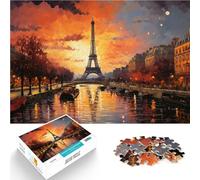Jigsaw Puzzles 1000 Pieces for Adults Paris at sunset Made of cardboard for ages 14 and over educational learning Great Gift。size:38x52cm/14.96x20.47inch