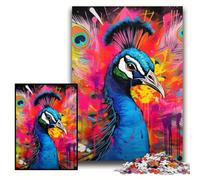 Jigsaw Puzzles 1000 Pieces for Adults Peacock Graffiti Painting Impossible Jigsaw Puzzles for Adults Size 26x38cm Brain Teaser, Adult Game, Family Interactive Activity