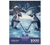 Jigsaw Puzzles 1000 Pieces for Adults Penguin Playing Hockey Jigsaw for Adults Family Games A Work of Art Help The Brain Exercise 70x50cm/1000pcs