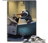 Jigsaw Puzzles 1000 Pieces for Adults Penguin Reading Newspaper Challenging Puzzles for Family Fun Perfect for Holidays, Interactive Game Nights (Szie 26x38 cm)